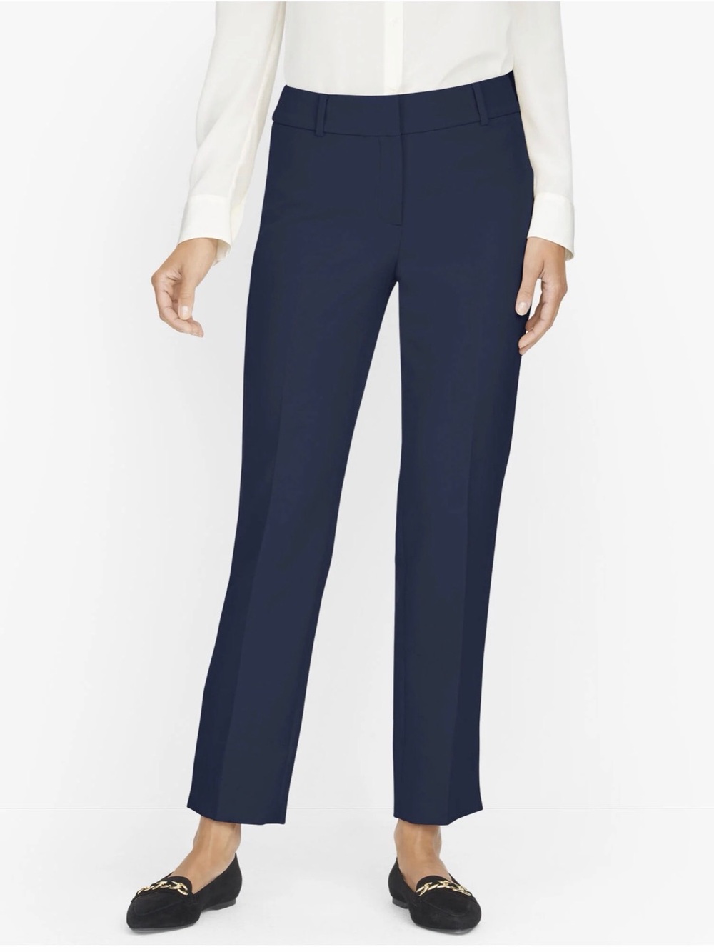 Talbots Hampshire Ankle Curvy Navy Straight-Leg Dress Trousers